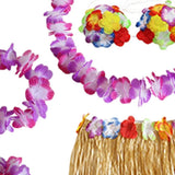 Maxbell 2xHawaiian Skirt Elastic Flowers Bracelets for Stage Performance Beach Wedding Skirt Length 80cm