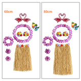 Maxbell 2xHawaiian Skirt Elastic Flowers Bracelets for Stage Performance Beach Wedding Skirt Length 80cm