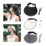 Maxbell Maxbell Women Sun Hat with Wind Lanyard Casual Beach Cap for Camping Holiday Outdoor Black