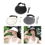 Maxbell Maxbell Women Sun Hat with Wind Lanyard Casual Beach Cap for Camping Holiday Outdoor Black