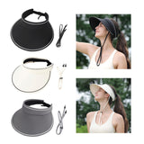 Maxbell Maxbell Women Sun Hat with Wind Lanyard Casual Beach Cap for Camping Holiday Outdoor Black