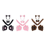 Maxbell Maxbell Kitten Ears Headband Bow Tie Paws Gloves and Tail Set Soft for Masquerade Party Black