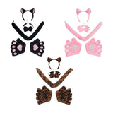 Maxbell Maxbell Kitten Ears Headband Bow Tie Paws Gloves and Tail Set Soft for Masquerade Party Black