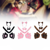 Maxbell Maxbell Kitten Ears Headband Bow Tie Paws Gloves and Tail Set Soft for Masquerade Party Black