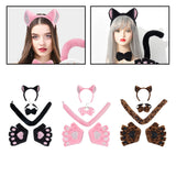 Maxbell Maxbell Kitten Ears Headband Bow Tie Paws Gloves and Tail Set Soft for Masquerade Party Black
