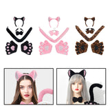 Maxbell Maxbell Kitten Ears Headband Bow Tie Paws Gloves and Tail Set Soft for Masquerade Party Black