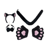 Maxbell Maxbell Kitten Ears Headband Bow Tie Paws Gloves and Tail Set Soft for Masquerade Party Black