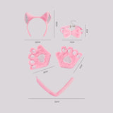 Maxbell Maxbell Kitten Ears Headband Bow Tie Paws Gloves and Tail Set Soft for Masquerade Party Pink