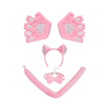 Maxbell Maxbell Kitten Ears Headband Bow Tie Paws Gloves and Tail Set Soft for Masquerade Party Pink