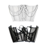 Maxbell Maxbell Lace Corset Belt Waistband Girdle Adjustable Push up Boned Wide Belt Black