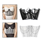 Maxbell Maxbell Lace Corset Belt Waistband Girdle Adjustable Push up Boned Wide Belt Black