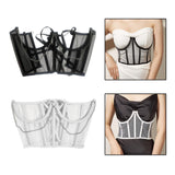 Maxbell Maxbell Lace Corset Belt Waistband Girdle Adjustable Push up Boned Wide Belt Black