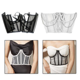 Maxbell Maxbell Lace Corset Belt Waistband Girdle Adjustable Push up Boned Wide Belt Black