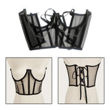 Maxbell Maxbell Lace Corset Belt Waistband Girdle Adjustable Push up Boned Wide Belt Black