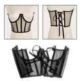 Maxbell Maxbell Lace Corset Belt Waistband Girdle Adjustable Push up Boned Wide Belt Black