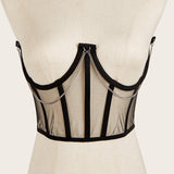 Maxbell Maxbell Lace Corset Belt Waistband Girdle Adjustable Push up Boned Wide Belt Black