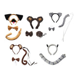 Maxbell 4xAnimal Ears and Tail Set Cute for Children for Masquerade Festivals Holidays Brown Monkey