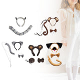 Maxbell 4xAnimal Ears and Tail Set Cute for Children for Masquerade Festivals Holidays Brown Monkey