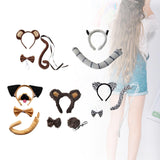 Maxbell 3xAnimal Ears and Tail Set Cute for Children for Masquerade Festivals Holidays Brown Monkey