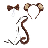 Maxbell 2xAnimal Ears and Tail Set Cute for Children for Masquerade Festivals Holidays Brown Monkey