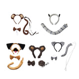 Maxbell 2xAnimal Ears and Tail Set Cute for Children for Masquerade Festivals Holidays Brown Monkey