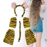 Maxbell Maxbell Animal Ears Tail Set Soft Hair Accessories Cosplay for Child Carnivals Party Yellow Black Tiger