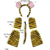 Maxbell Maxbell Animal Ears Tail Set Soft Hair Accessories Cosplay for Child Carnivals Party Yellow Black Tiger