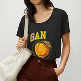 Maxbell Maxbell T Shirt for Women Summer Round Neck Short Sleeve Top for Vacation Work Beach L