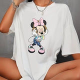 Maxbell Maxbell Women's T Shirt Summer Round Neck Short Sleeve Top for Beach Travel Shopping L