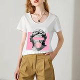 Maxbell Maxbell T Shirt for Women Summer Regular Fit Crewneck Shirt for Street Work Shopping M