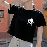 Maxbell Maxbell Women's Casual Crop Outfits Crewneck Tee for Holiday Travel Beach S