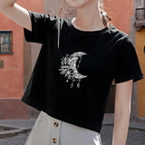 Maxbell Maxbell Women's Casual Crop Cropped T Shirt for Walking Street Daily Wear L