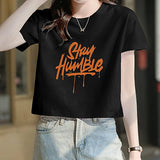Maxbell Womens Crop Classic Crewneck Shirt for Vacation Street Daily Wear M