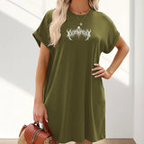 Maxbell Maxbell Women's Short Summer Dress Spring Soft Crewneck Dress for Work Office Travel XL