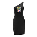 Maxbell Maxbell Women's Cold Shoulder Dress Spring Mini Dress for Vacation Daily Wear Travel M