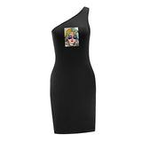 Maxbell Maxbell Women's Cold Shoulder Dress Spring Mini Dress for Vacation Daily Wear Travel M