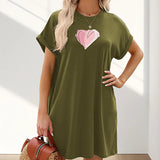 Maxbell Maxbell Women's Summer Dress Spring Stylish Crew Neck Dress for Trip Work Daily Wear M