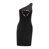 Maxbell Maxbell Women's Cold Shoulder Dress Summer Mini Dress for Vacation Holiday Commuting M