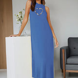 Maxbell Maxbell Women's Long Summer Dress Summer Crew Neck Dress for Party Walking Traveling M