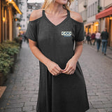 Maxbell Maxbell Women's Cold Shoulder Dress Summer Mini Dress for Street Commuting Traveling L