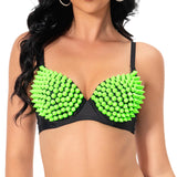 Maxbell Maxbell Rivet Corset Handmade Underwear Luxury Push up Bra for Club Women Girls Show L Fluorescent Green