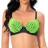 Maxbell Maxbell Rivet Corset Handmade Underwear Luxury Push up Bra for Club Women Girls Show L Fluorescent Green