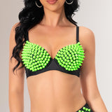 Maxbell Maxbell Rivet Corset Handmade Underwear Luxury Push up Bra for Club Women Girls Show L Fluorescent Green