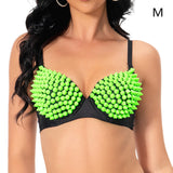 Maxbell Maxbell Rivet Corset Handmade Underwear Luxury Push up Bra for Club Women Girls Show L Fluorescent Green