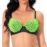 Maxbell Maxbell Rivet Corset Handmade Underwear Luxury Push up Bra for Club Women Girls Show XL Fluorescent Green