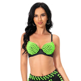 Maxbell Maxbell Rivet Corset Handmade Underwear Luxury Push up Bra for Club Women Girls Show XL Fluorescent Green