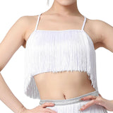 Maxbell Maxbell Women Tassels Fringe Dance Top Top for Club Dressing up Masquerade White XL