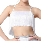 Maxbell Maxbell Women Tassels Fringe Dance Top Top for Club Dressing up Masquerade White XL