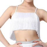 Maxbell Maxbell Women Tassels Fringe Dance Top Top for Club Dressing up Masquerade White XL