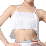 Maxbell Maxbell Women Tassels Fringe Dance Top Top for Club Dressing up Masquerade White XL